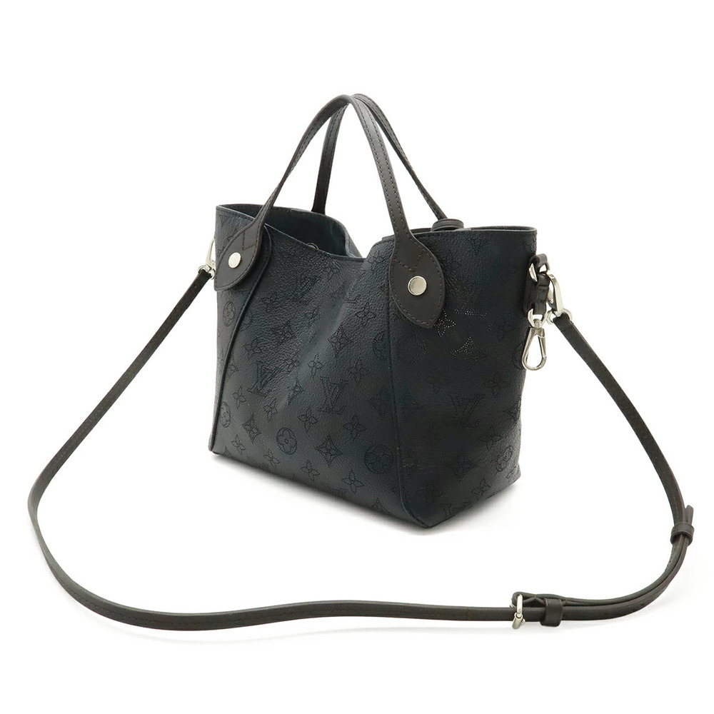 LOUIS VUITTON Monogram Mahina 2way Shoulder Bag Leather Noir Black Pouch - Picture 2 of 9